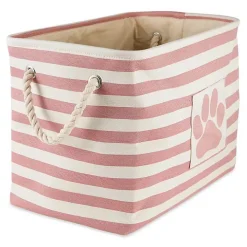 Rose Striped Paw Large Rectangular Pet Bin