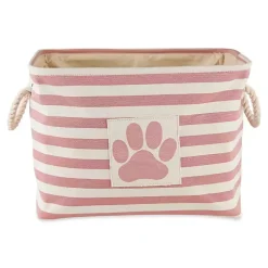 Rose Striped Paw Large Rectangular Pet Bin