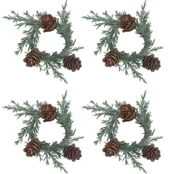 Rosemary Pinecone Wreath Napkin Rings, Set of 4