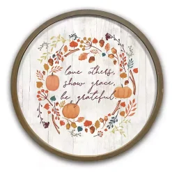 Round Be Grateful Brown Framed Wall Plaque