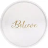 Round Believe White Wood Tray