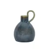 Round Blue Oversized Handle Jug Vase