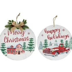 Round Christmas & Holidays Wall Plaques, Set of 2