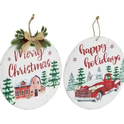 Round Christmas & Holidays Wall Plaques, Set of 2