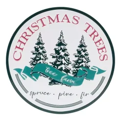 Round Christmas Tree Farm Metal Wall Plaque