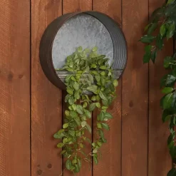 Round Galvanized Metal Hanging Planter