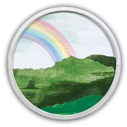 Round Irish Rainbow White Framed Art Print