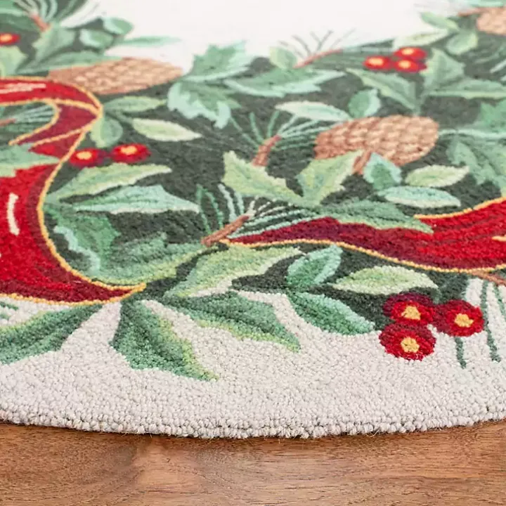 Round Ivory Vintage Poster Hooked Accent Rug