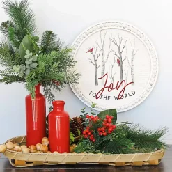 Round Joy to the World Cardinals Wall Plaque