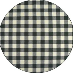 Round Madura Buffalo Check Outdoor Area Rug, 7 ft.