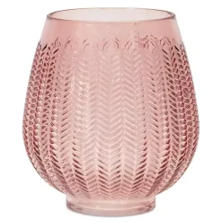Round Pink Textured Glass Vase, 8 in.