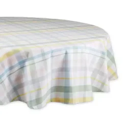 Round Sweet Spring Plaid Tablecloth, 70 in.