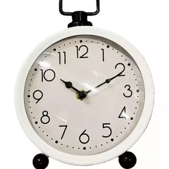 Round White Metal Tabletop Clock