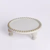Round White Wood Beaded Riser, 9 in.