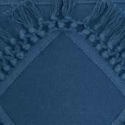 Royal Blue Diamond Fringe Throw Pillow