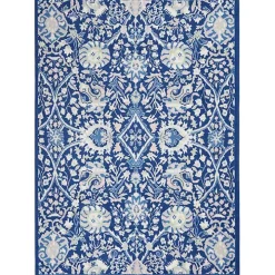 Royal Blue Floral Motif Area Rug, 5x7