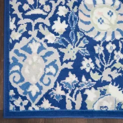 Royal Blue Floral Motif Area Rug, 5x7
