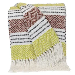 Rust and Neon Herringbone Multi Striped Throw