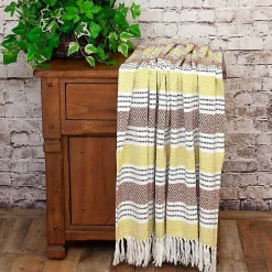 Rust and Neon Herringbone Multi Striped Throw