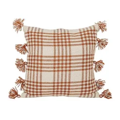 Rust Plaid Tassel Indoor/Outdoor Pillow