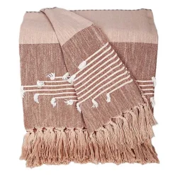 Rust Slub Striped Tassel Throw