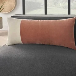 Rust Velvet Colorblock Lumbar Pillow