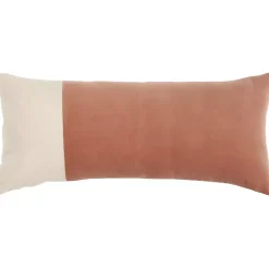 Rust Velvet Colorblock Lumbar Pillow