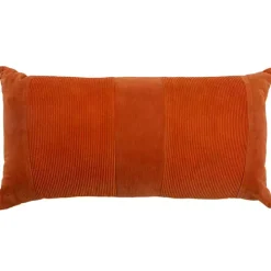 Rust Velvet Corduroy Lumbar Pillow