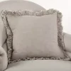 Rustic Beige Ruffled Edge Throw Pillow