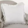 Rustic Cream Ruffled Edge Throw Pillow