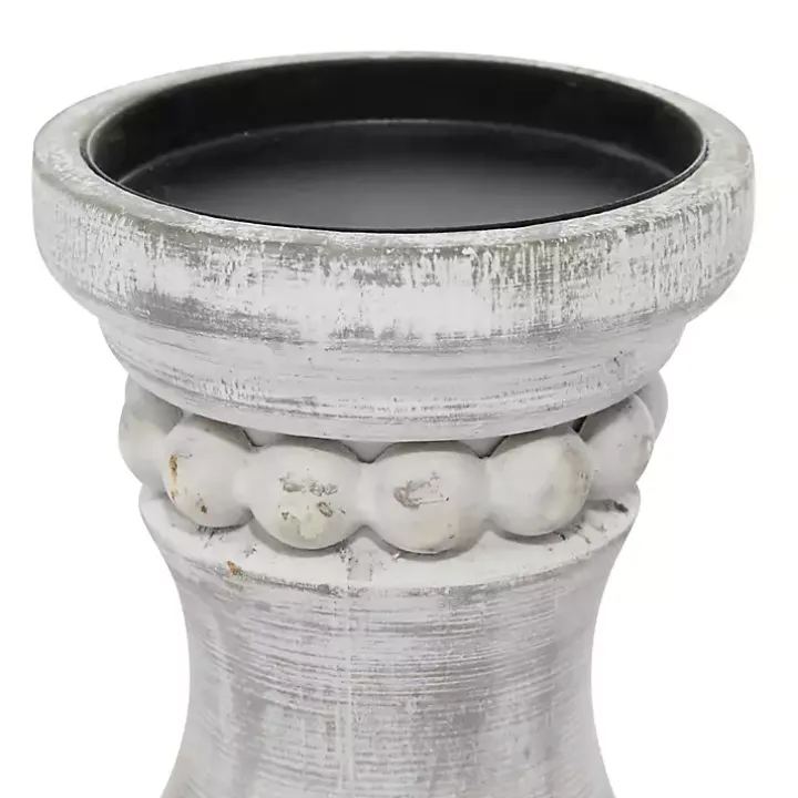 Rustic Gray Carved 3-pc. Candle Holder Set