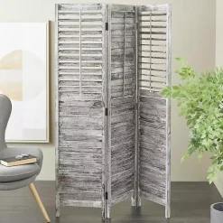 Rustic Gray Shutter Trifold Room Divider