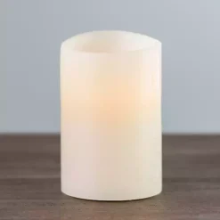Rustic Ivory LED Pillar Candle, 4x6 in.
