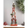 Rustic Red Christmastime Church Statue, 24 in.