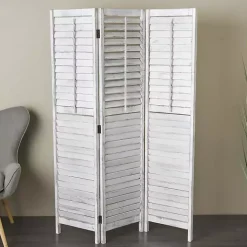 Rustic White Shutter Trifold Room Divider
