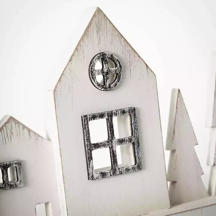 Rustic Wooden Tabletop Christmas Village