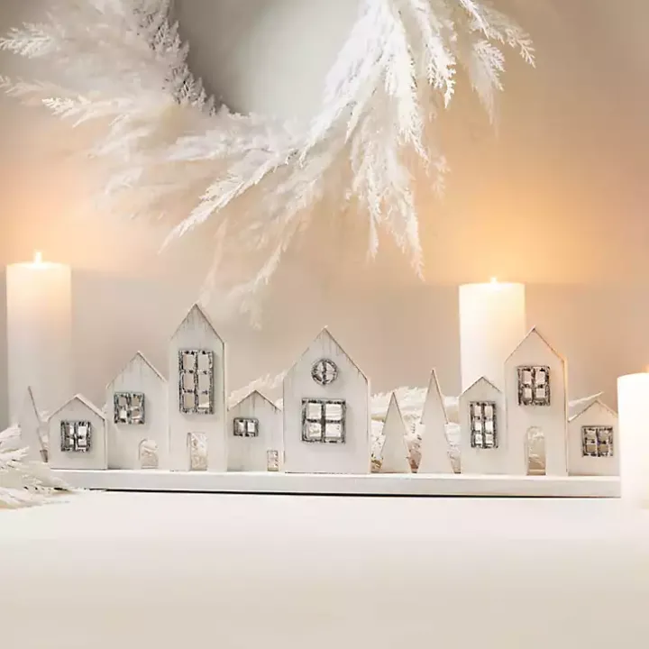 Rustic Wooden Tabletop Christmas Village