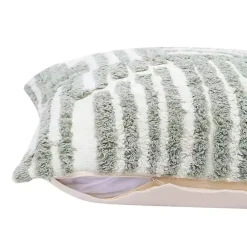 Sage Green Geometric Shag Throw Pillow