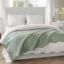Sage Oversized Quilted Scalloped Edge Throw
