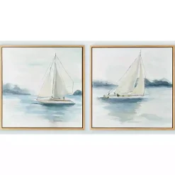 Sail from the Coast Framed Canvas Prints, Set of 2