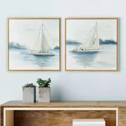 Sail from the Coast Framed Canvas Prints, Set of 2