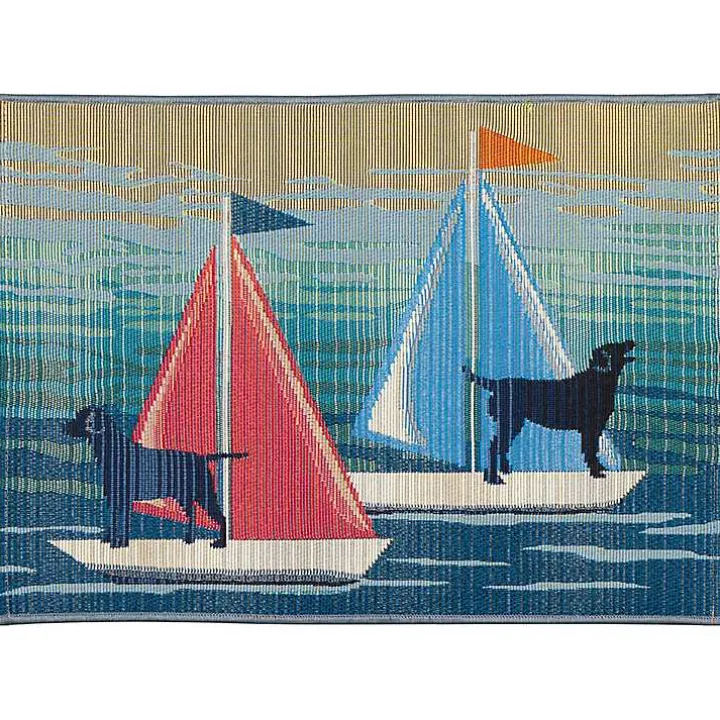 Sailboat Dogs Indoor/Outdoor Accent Rug
