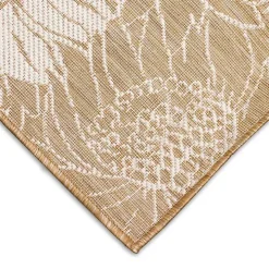 Sand Floral Blooms Outdoor Area Rug, 7x9