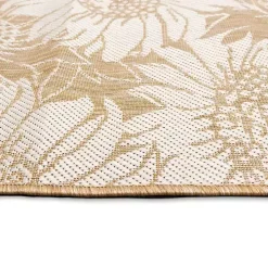 Sand Floral Blooms Outdoor Area Rug, 7x9