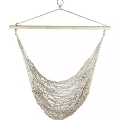 Sandy White Coastal Macrame Hanging Hammock
