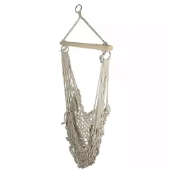 Sandy White Coastal Macrame Hanging Hammock