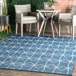Sanford Blue Geometric Shapes Outdoor Rug, 8x10