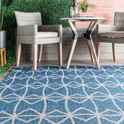 Sanford Blue Geometric Shapes Outdoor Rug, 8x10