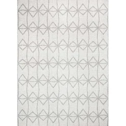 Sanford Light Gray Geometric Outdoor Rug, 8x10