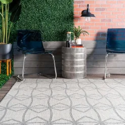 Sanford Light Gray Geometric Outdoor Rug, 8x10